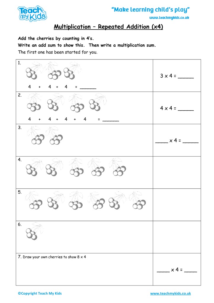 Multiplication as repeated addition | 2nd grade, 3rd grade Math ...