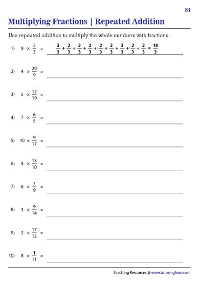 Multiplying Fractions by Repeated Addition Worksheets - Worksheets Library