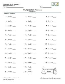 Horizontal Multiplication Practice Worksheet for 2nd - 3rd Grade ...