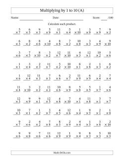 multiplication sheets for 3rd graders