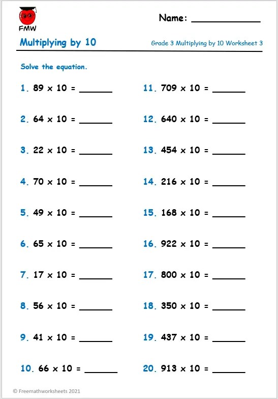 Grade 3 Multiplication Worksheets | Free Worksheets | Printables
