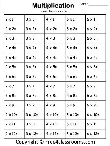 Free Times Table Worksheet - 2 to 6 - Free Worksheets ...
