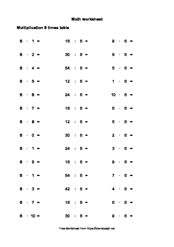 multiplication table worksheet printable pdf