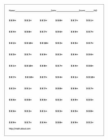 Free Times Tables Worksheets