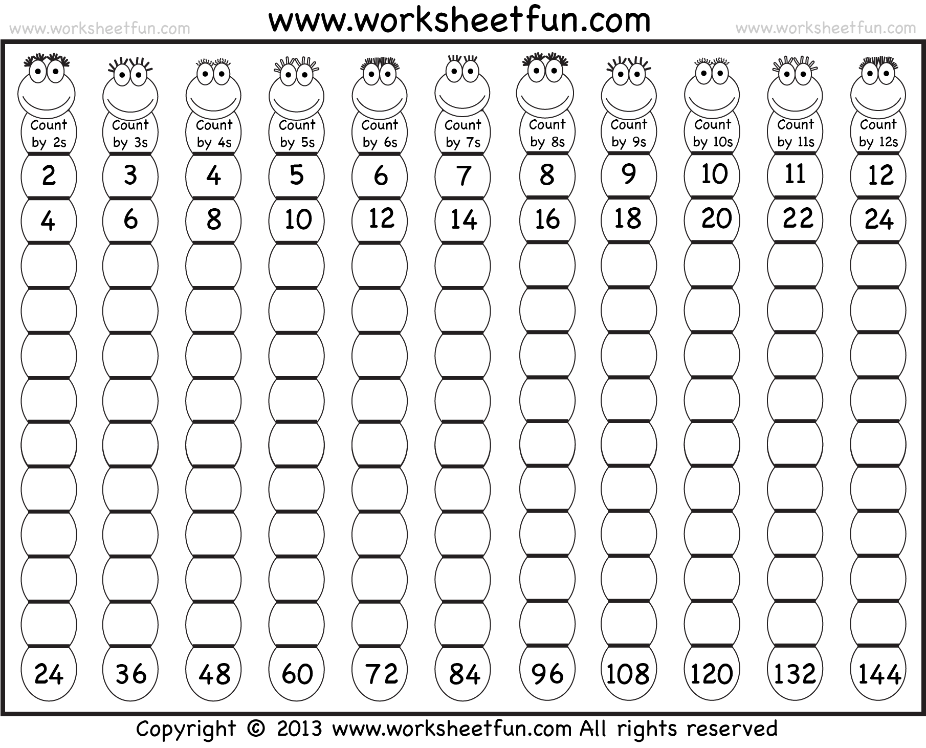 Times Table - 2-12 Worksheets - 1, 2, 3, 4, 5, 6, 7, 8, 9, 10, 11 ...