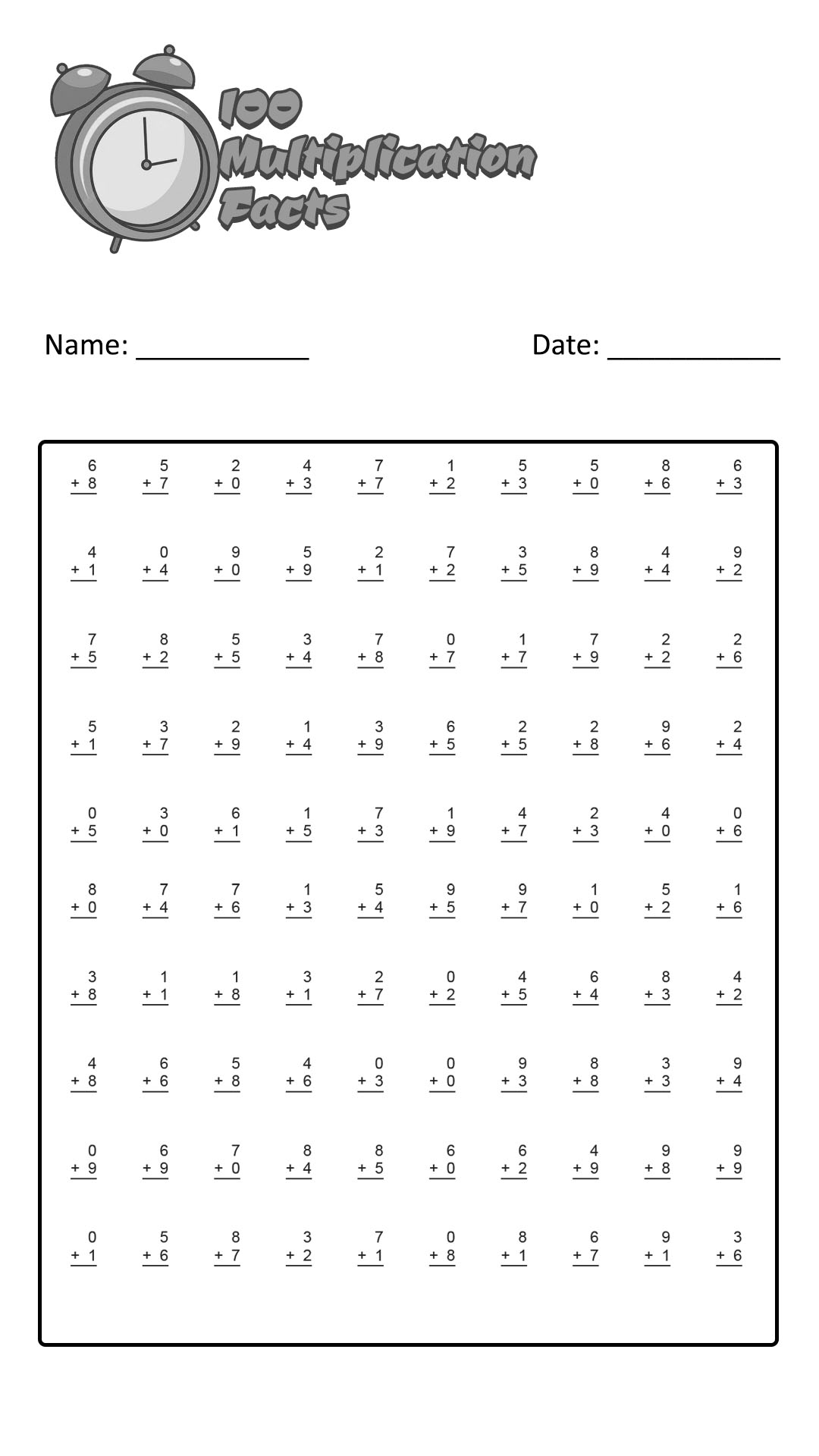 19 Timed Multiplication Worksheets - Free PDF at worksheeto.com