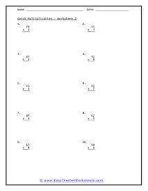 Single and Double Digit Multiplication Worksheets