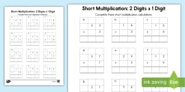 multiplication two digit by one digit worksheet