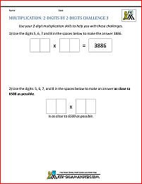 2 Digit Multiplication Worksheet