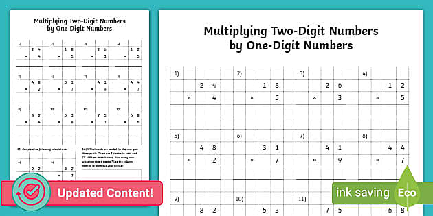 multiplication two digit by one digit worksheet