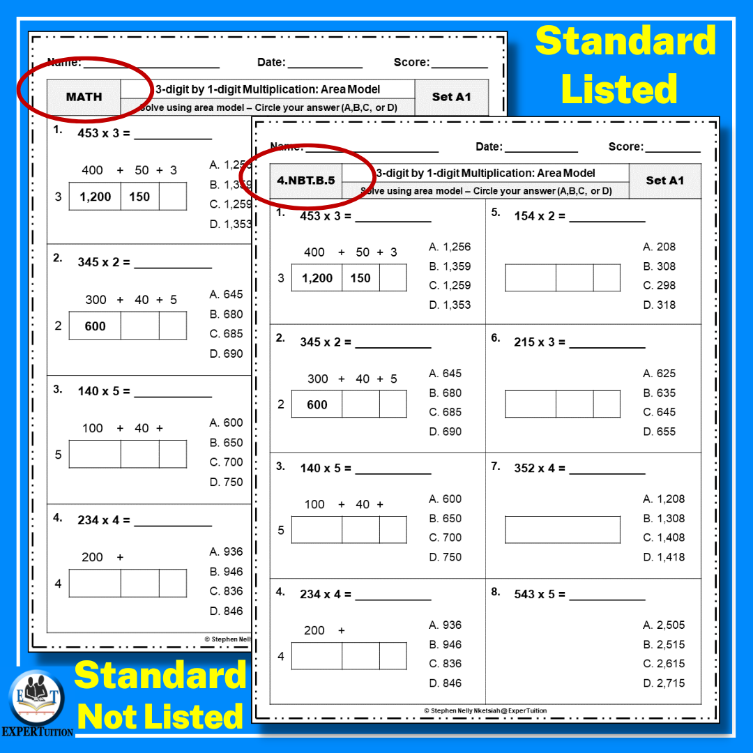 multiplication using area model worksheet