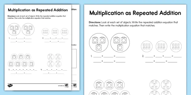 Second Grade Multiplication as Repeated Addition Activity - Worksheets ...