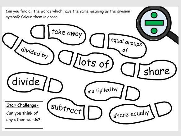 Multiplication and division vocabulary colour worksheets ...