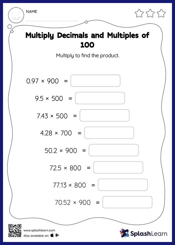 multiplication with decimals worksheet