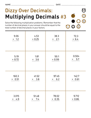 Dizzy Over Decimals: Multiplying Decimals #3 | Interactive ...