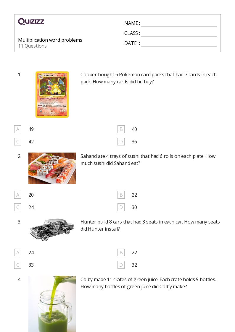 50+ Multiplication Word Problems worksheets for 3rd Grade on ...