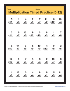 Timed Multiplication Worksheets 0 - 12 | Printable Practice Sheets