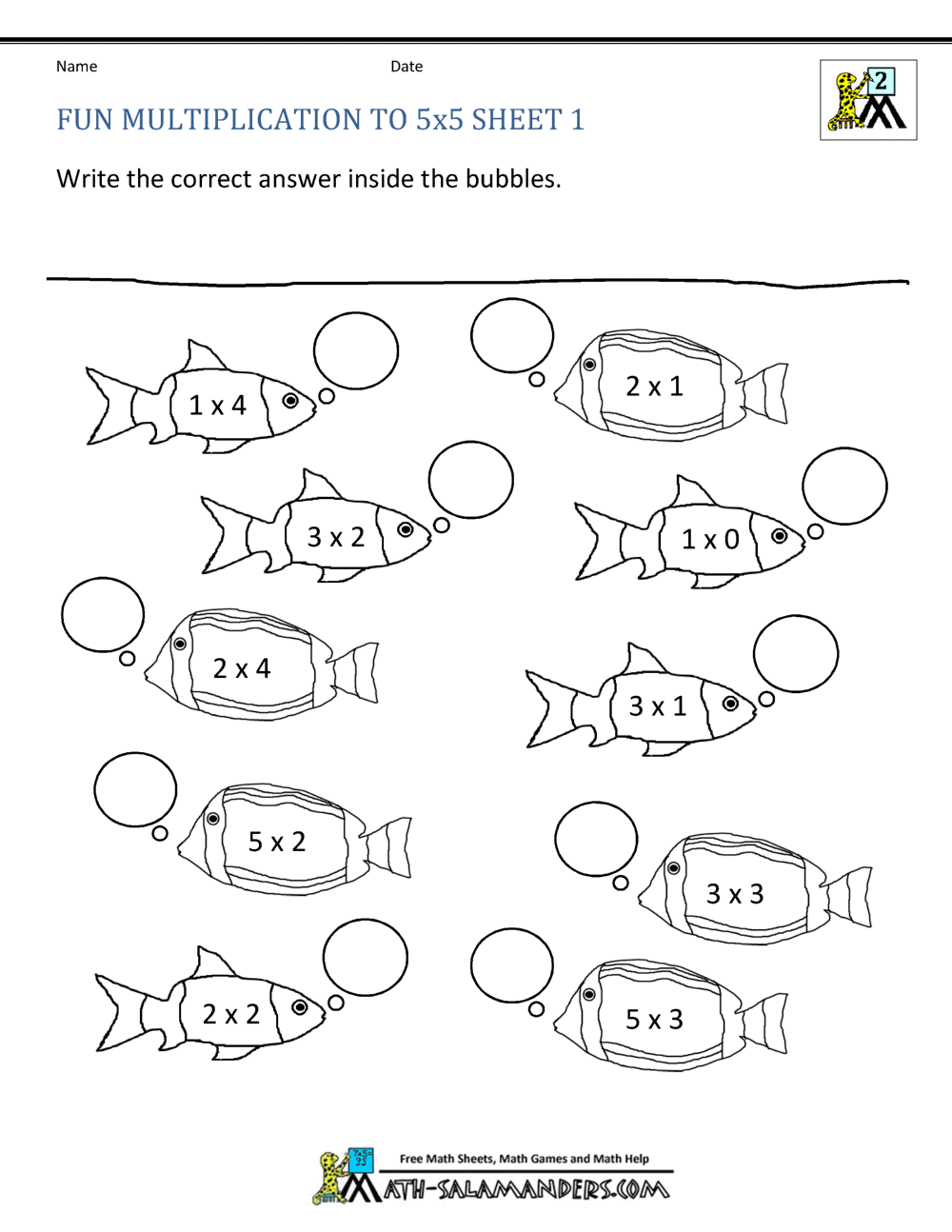 Fun Multiplication Worksheets to 10x10