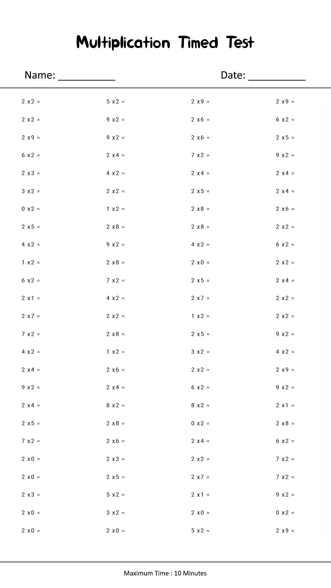 19 Timed Multiplication Worksheets - Free PDF at worksheeto.com