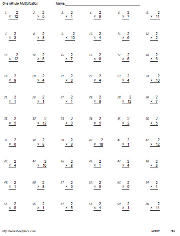 2 Times Tables Worksheets