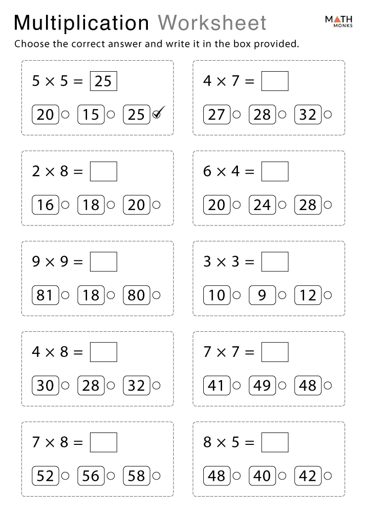 multiplication worksheet 2rd grade