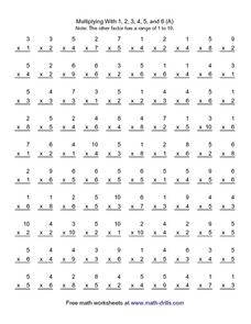 Multiplying With 1, 2, 3, 4, 5, and 6 Worksheet for 3rd - 4th ...