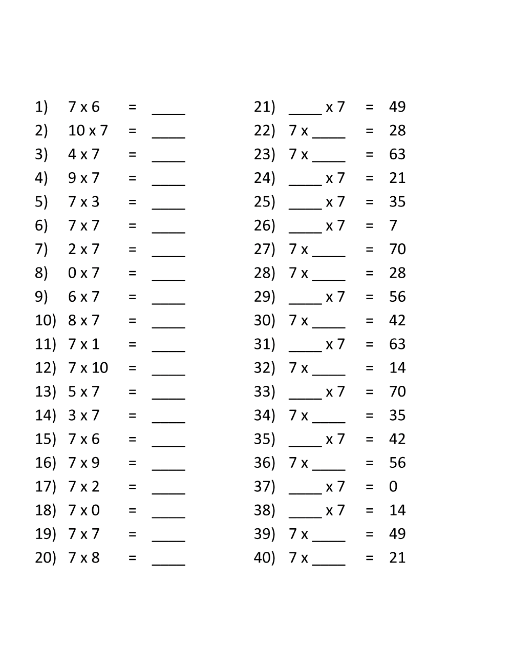 3rd Grade Multiplication Worksheets - Best Coloring Pages For Kids