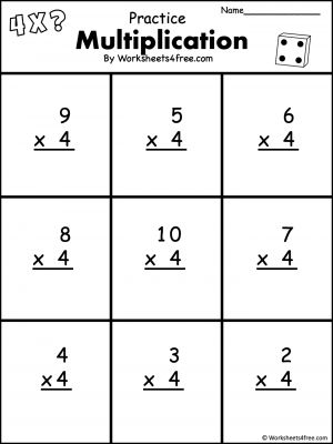 Times Table - 4 Times Table - Worksheets4Free - Free Worksheets