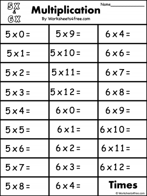 multiplication worksheet 5 s