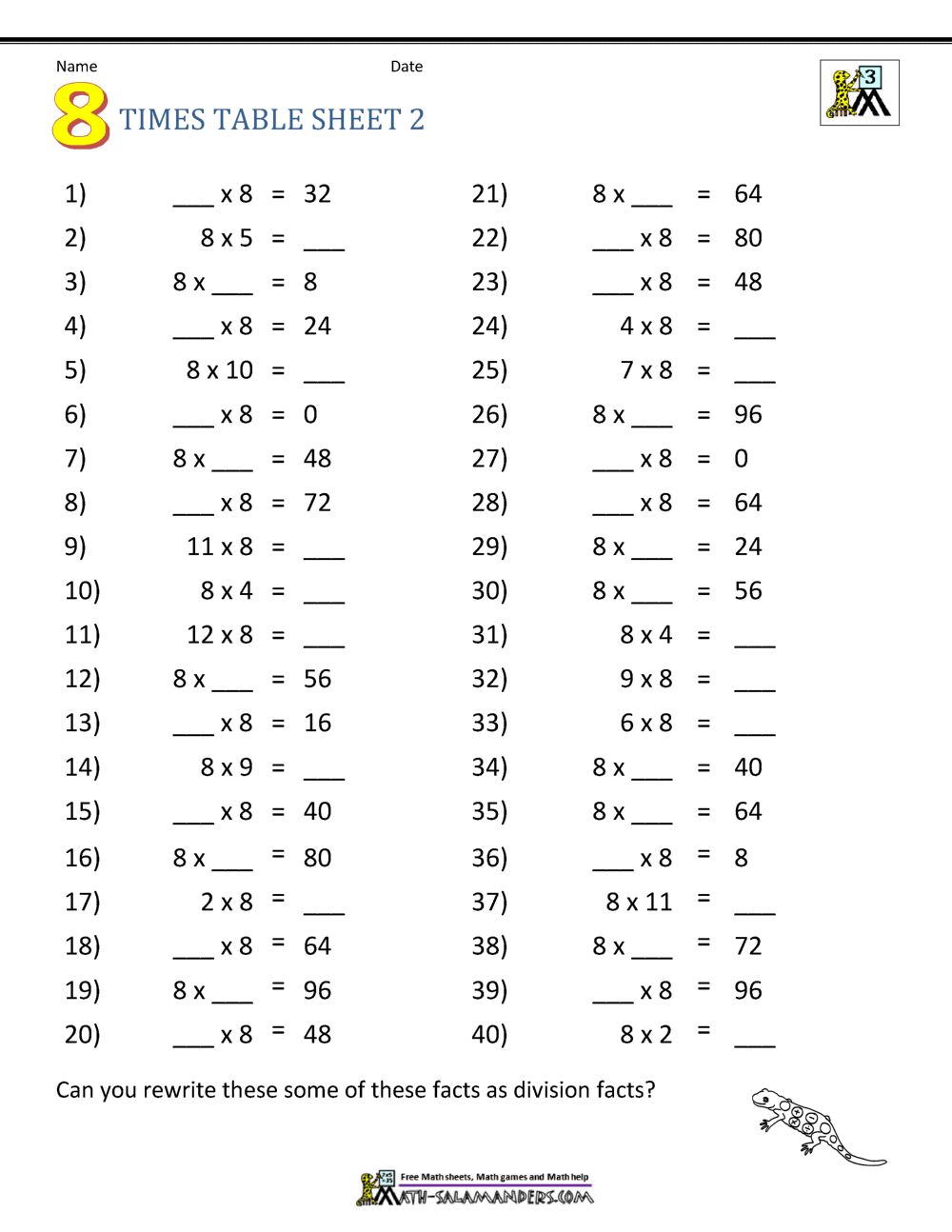 multiplication worksheet for 3rd
