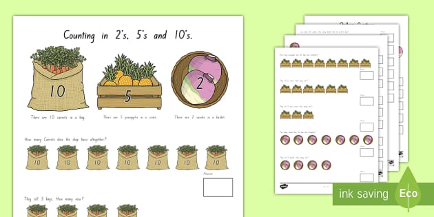 Counting in 2s, 5s and 10s Multiplication Worksheet / Worksheet