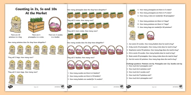 Counting in 2s 5s and 10s Multiplication Worksheet - worksheet