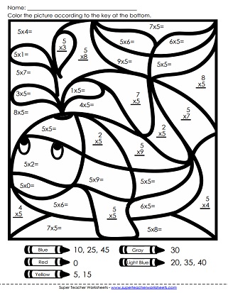multiplication worksheet for 5 s