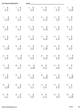 6 Times Tables Worksheets