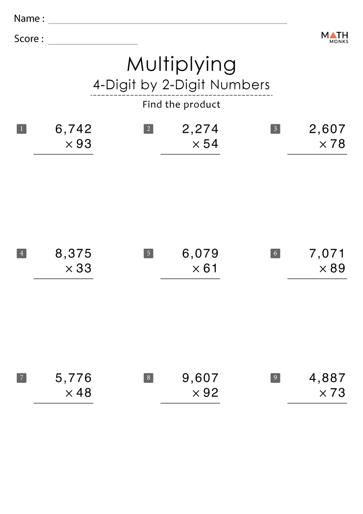 6th Grade Multiplication Worksheets with Answer Key