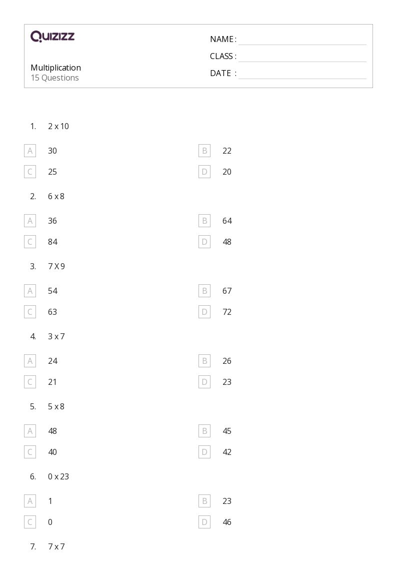 multiplication worksheet for 7th grade