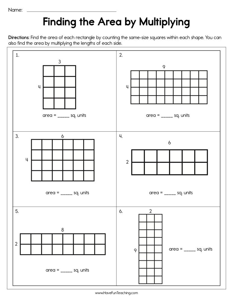 Finding the Area by Multiplying Worksheet  