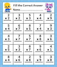 Free Printable Worksheets for Kids - Math Multiplication