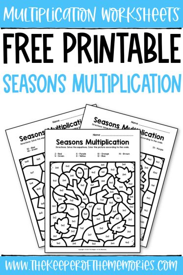 Free Printable Seasons Color by Number Multiplication Worksheets ...