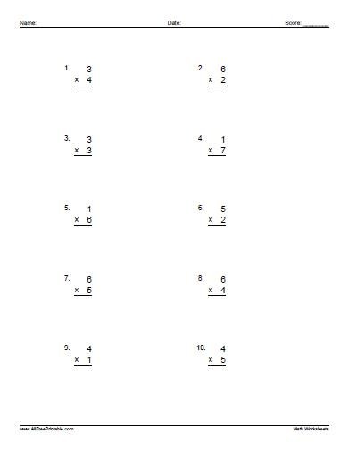 multiplication worksheet free printables
