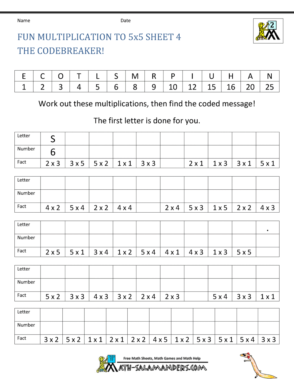 Fun Multiplication Worksheets to 10x10