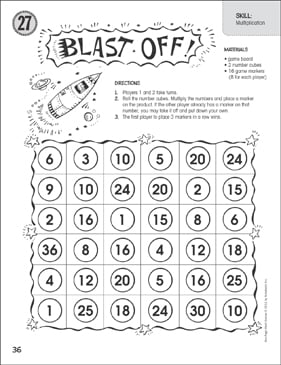 Blast Off (Multiplication): Math Game | Printable Game Boards ...