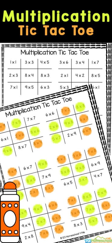 FREE Printable Multiplication Worksheets Tic-Tac-Toe Math Game