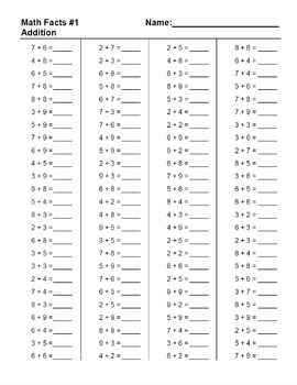 Math Facts Worksheet Generator