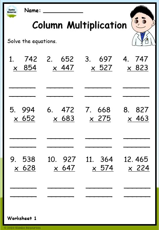 multiplication worksheet math