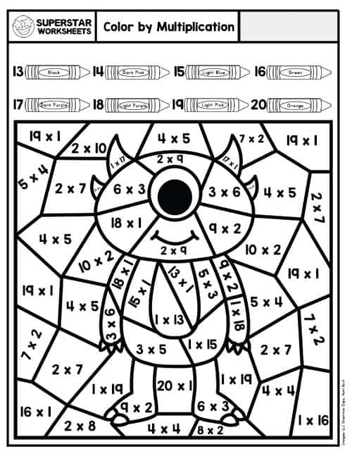 Multiplication Color By Number -Worksheets Library
