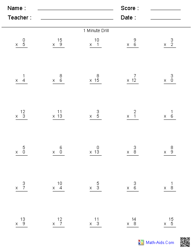 Multiplication Worksheets | Dynamically Created Multiplication ...