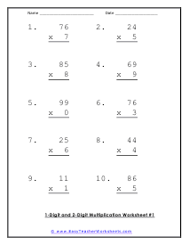 multiplication worksheet with answers