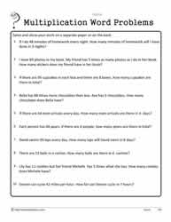 Multiplication Word Problems Worksheets