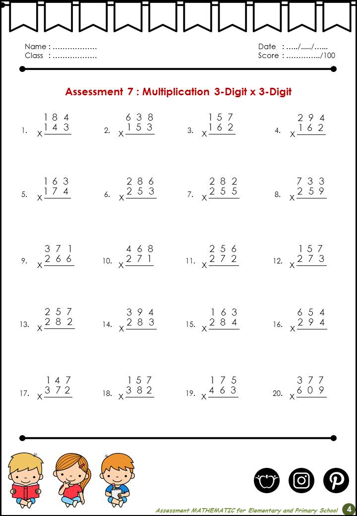 3-Digit Multiplication - Math Multiplication Worksheets, 47% OFF